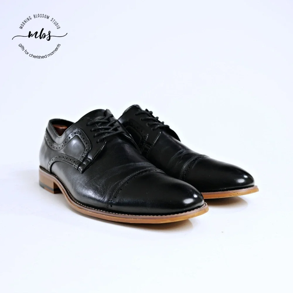 Stacy Adams Atticus Cap Toe Leather Oxfords Black Men 10‎